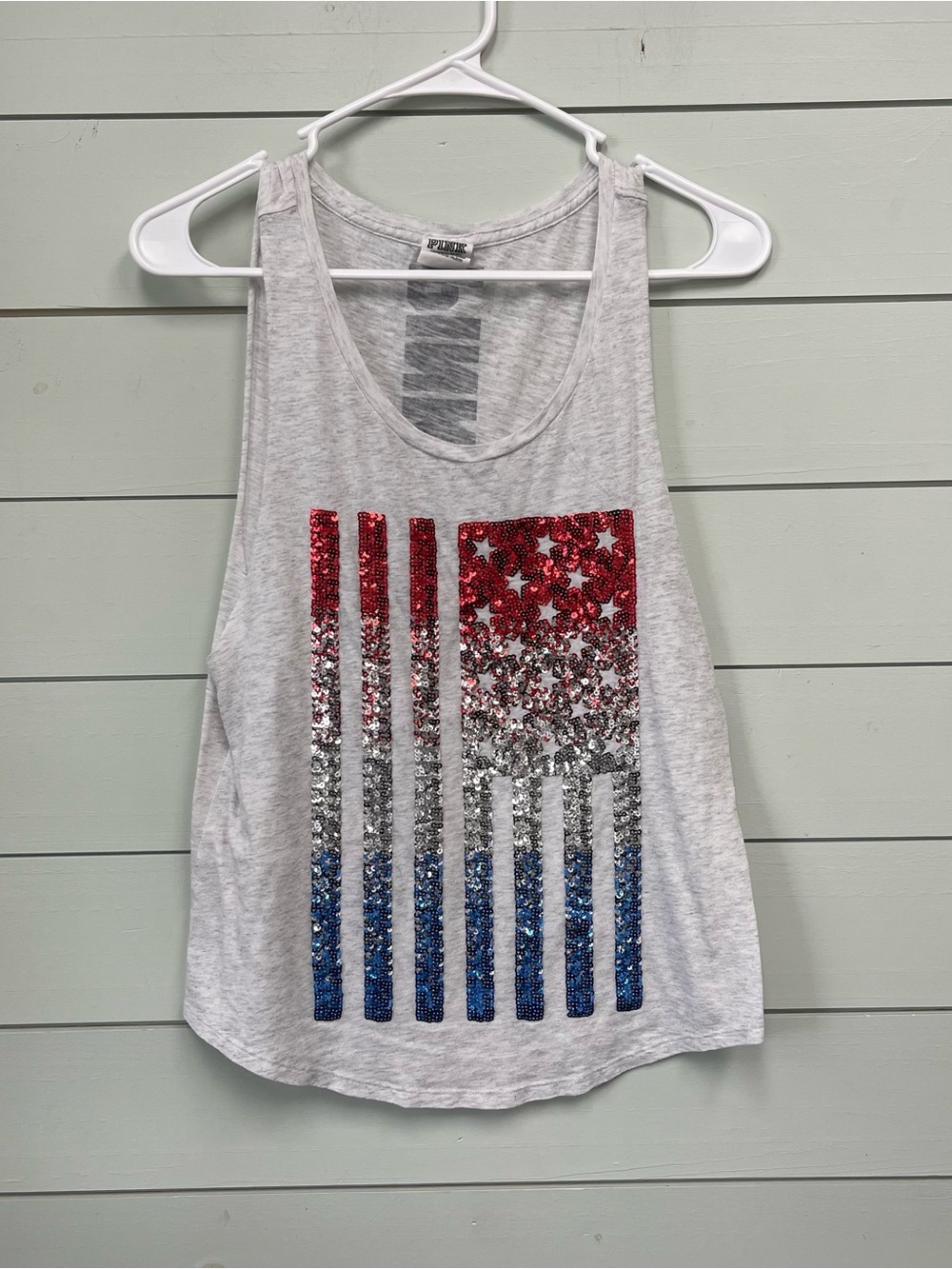 Victoria Secret PINK American flag sequin tank top women's size XS